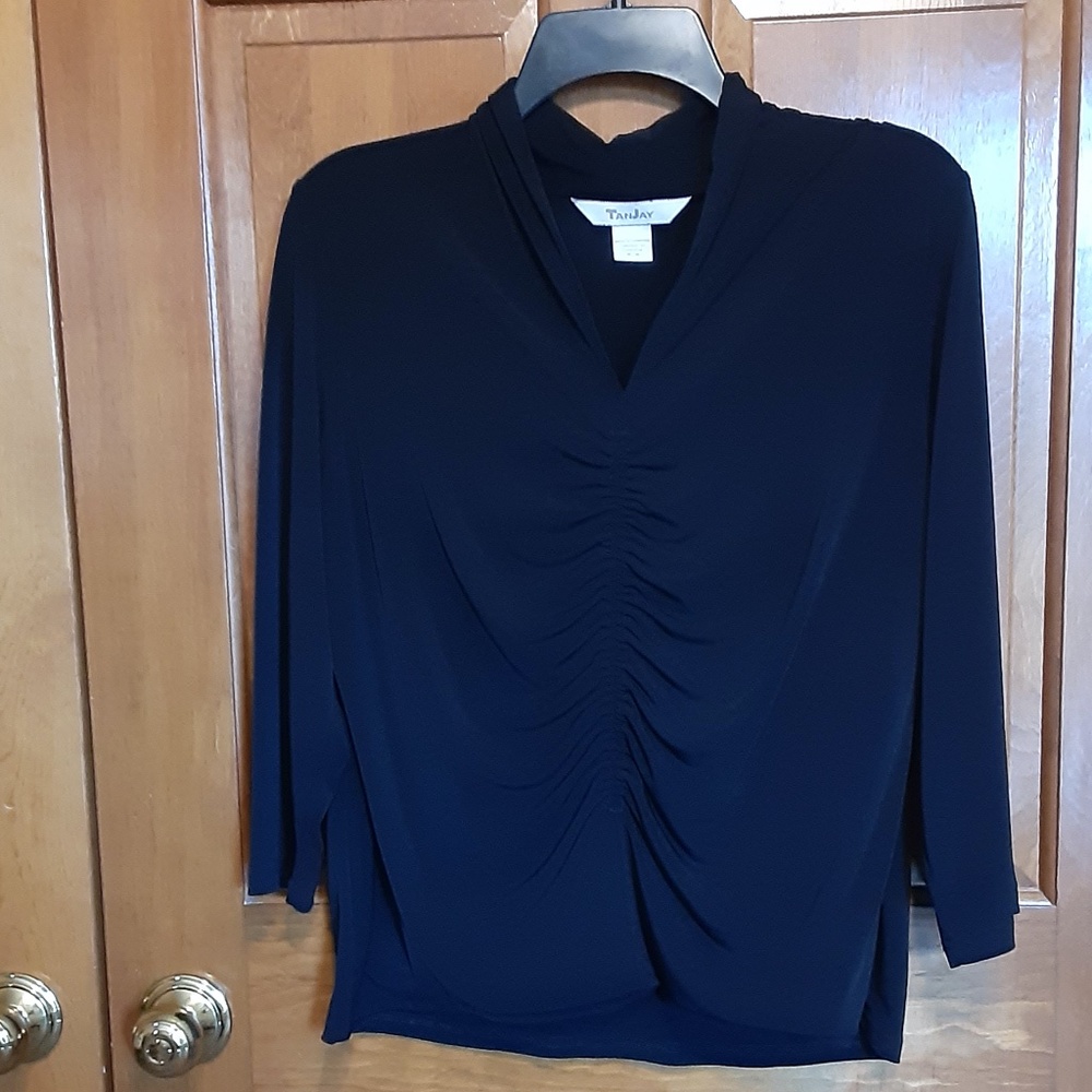 TanJay Black V-Neck Pullover Top